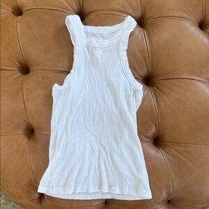 Wesley White Ribbed Racerback Tank Top